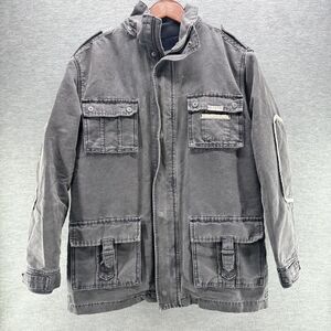 TIMBERLAND - Men's Gray Canvas Coat Field Chore Lined Jacket Size 14/Small
